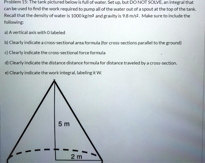 problem 15 the tank pictured below is full of water set up but do not ...