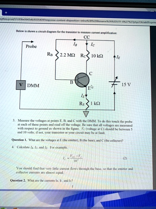 SOLVED Below is shown a circuit diagram for the transistor to measure