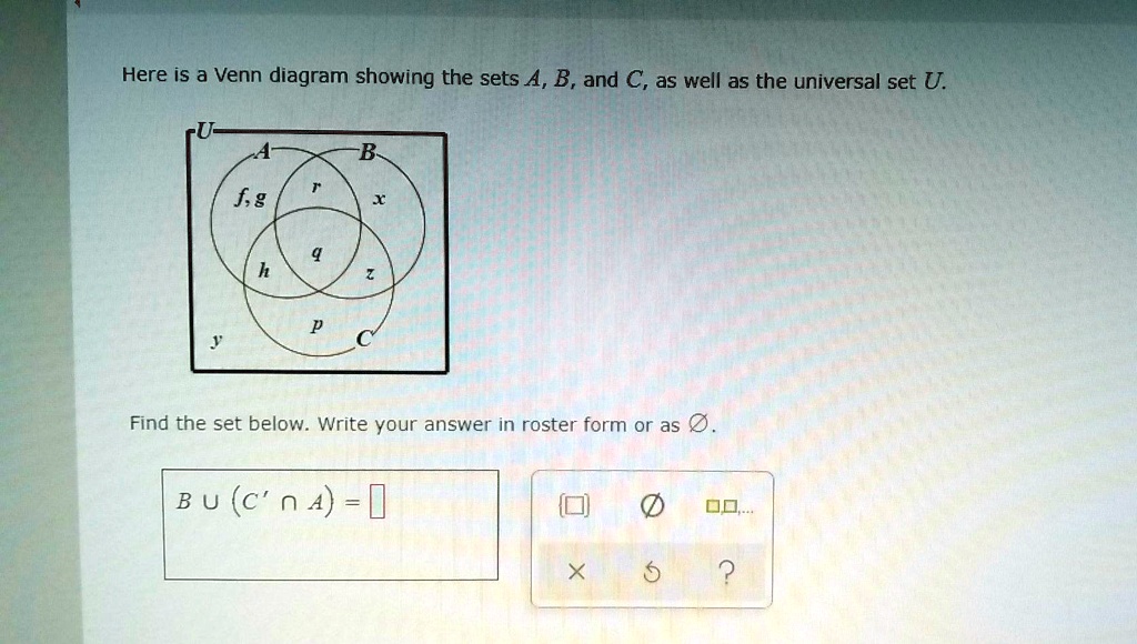 SOLVED: Here Is A Venn Diagram Showing The Sets A, B, And C, As Well As ...