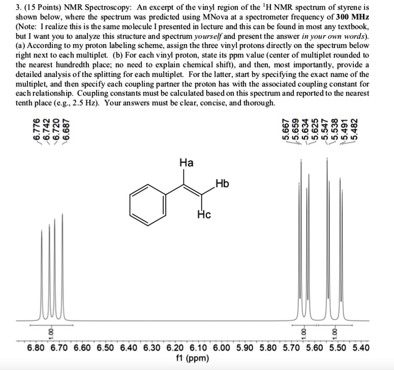 SOLVED Text (15 Points) NMR Spectroscopy An excerpt of the vinyl