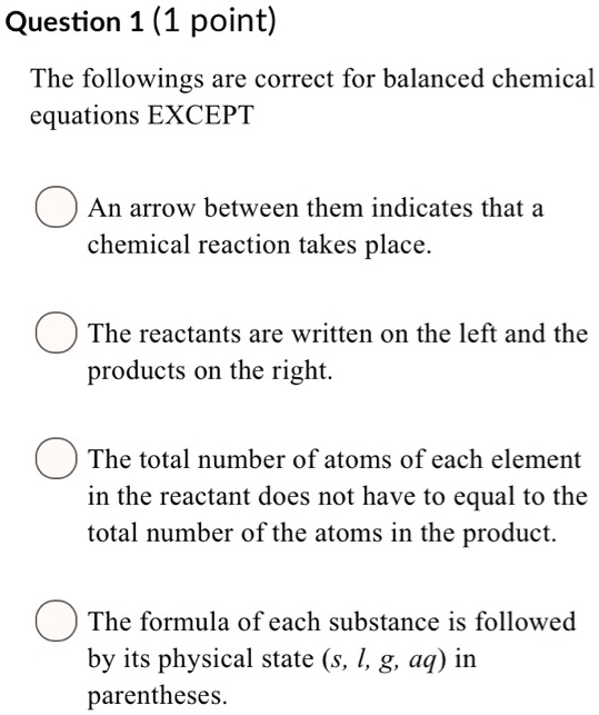 SOLVED Question 1 (1 point) The followings are correct for balanced