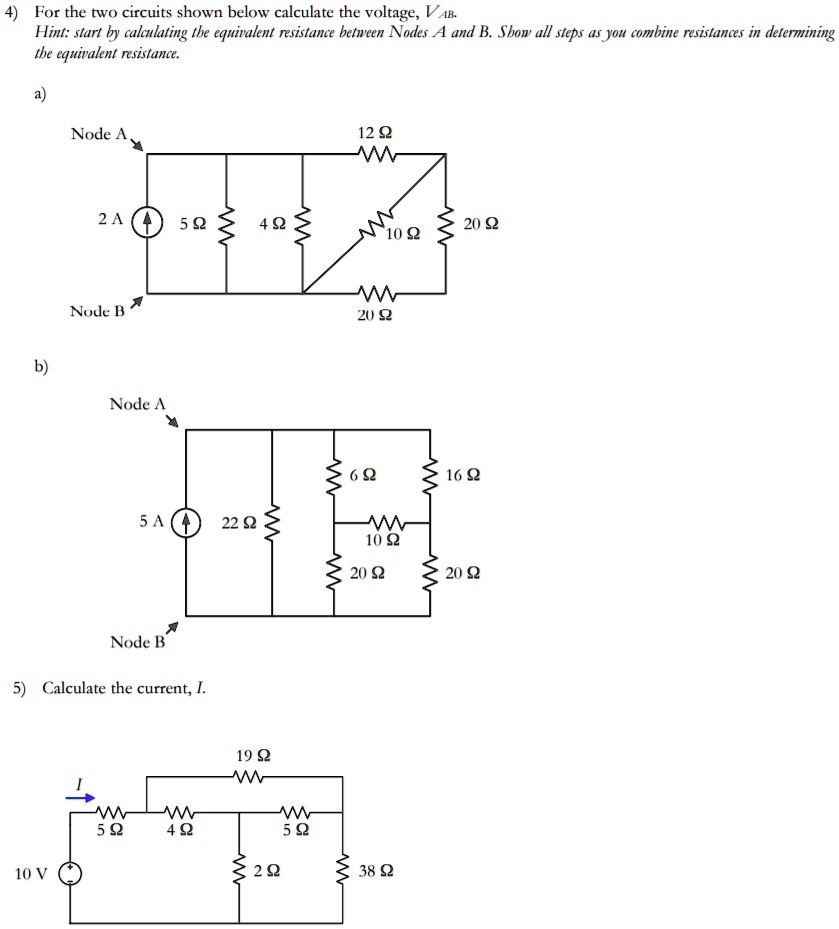 SOLVED: For the two circuits shown below, calculate the voltage, VAB ...