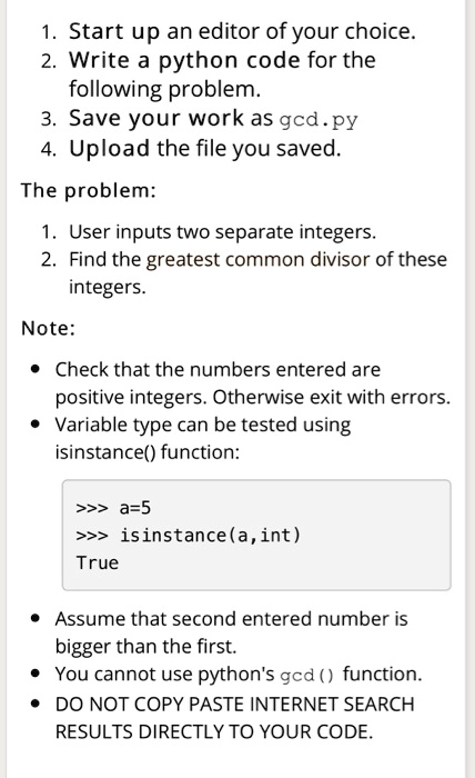 SOLVED: Start up an editor of your choice. Write a Python code for the ...