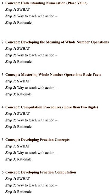 Swbat Worksheets SOLVED: Texts: For each concept area, determine a related objective and ...