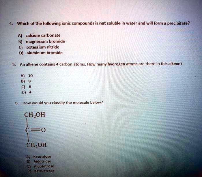 SOLVED Which of the following ionic compounds is not soluble in water