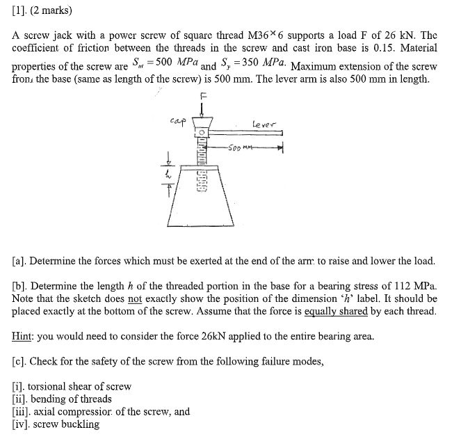 solved-1-2-marks-a-screw-jack-with-a-power-screw-of-square-thread