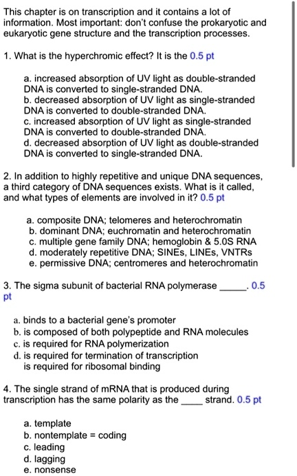 SOLVED: This chapter is on transcription and it contains Iot of ...