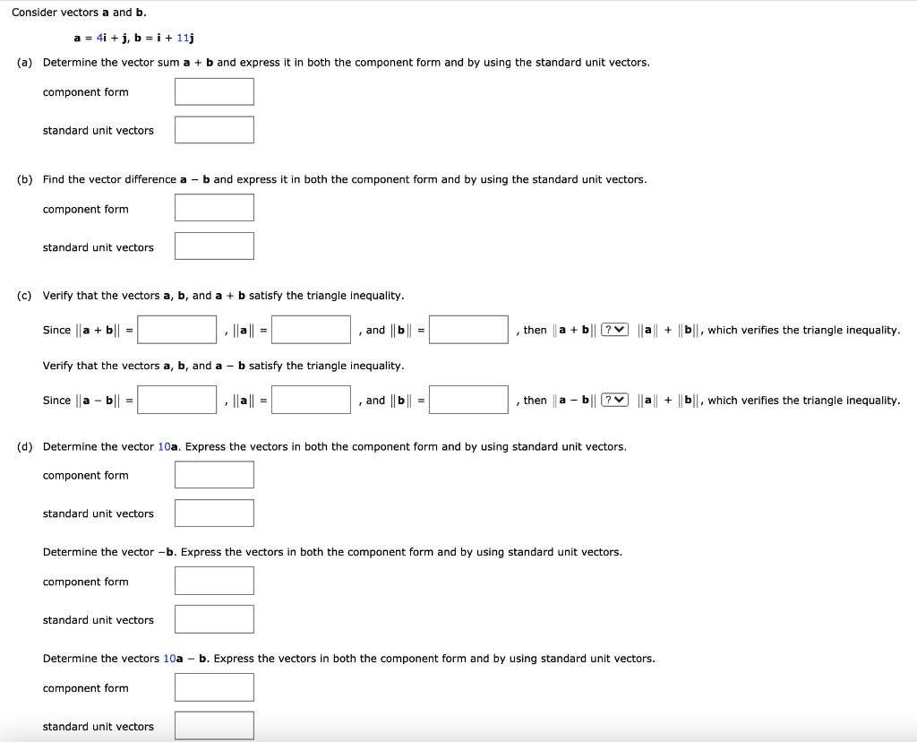 SOLVED Consider Vectors A 4i J B I 11j Determine The Vector