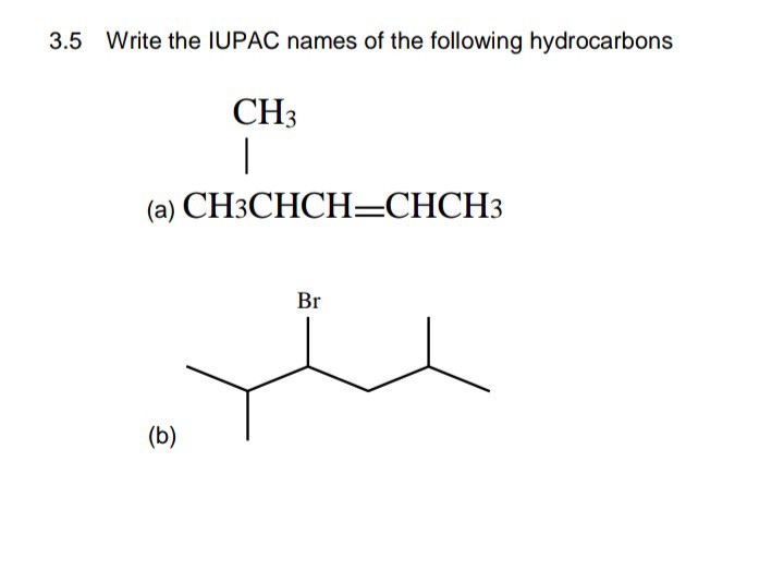 SOLVED 3.5 Write the IUPAC names of the following hydrocarbons (a