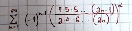 ∑n=1^∞ (-1)^n-1( (1 · 3 · 5 ⋯ (2n-1))/(2 · 4 · 6 ⋯ (2n)))^x