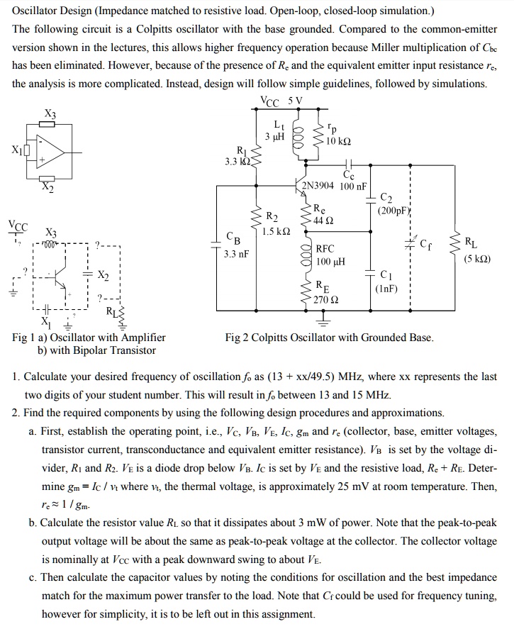 SOLVED: Text: Frequency: 13.85 MHz Oscillator Design (Impedance matched ...