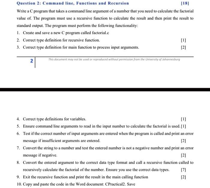 SOLVED: Question 2:Command line, Functions and Recursion [18] Write a C ...