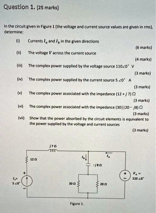 question 125marks in the circuit given in figure 1the voltage and ...