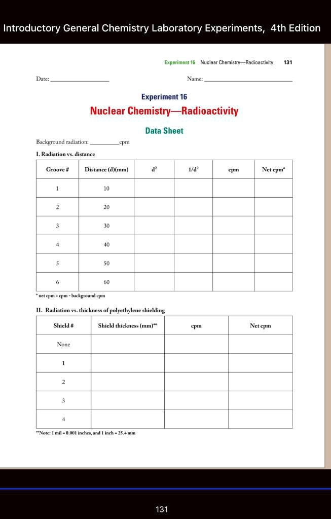 SOLVED Text Introductory General Chemistry Laboratory Experiments, 4th Edition Experiment 16