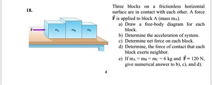 Three Block Friction Problems 18. Three blocks on a frictionless horizontal surface are in contact ...