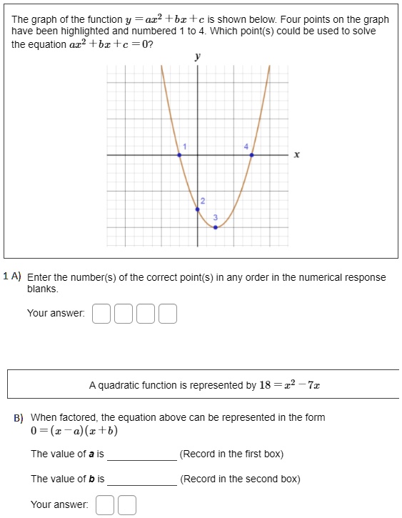 SOLVED:The graph of the function ar2 +br +c is shown below: Four points ...