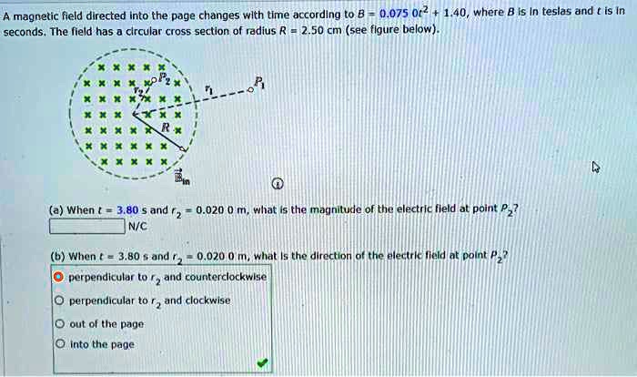 A Magnetic Field Directed Into The Page Changes With Time According To ...