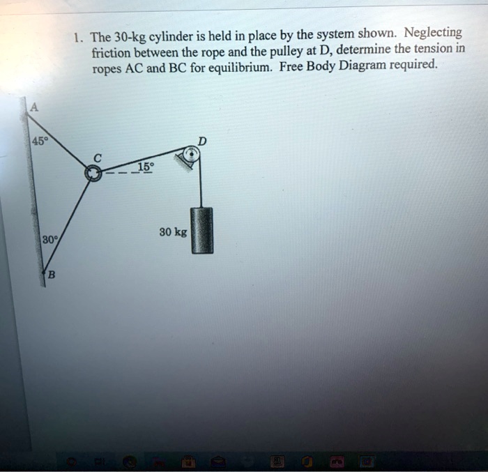 SOLVED The 30kg cylinder is held in place by the system shown