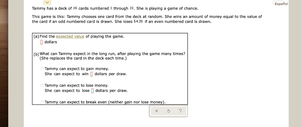 SOLVED: Tammy Has A Deck Of 10 Cards Numbered From 1 To 10. She Is ...