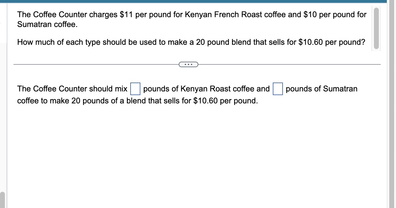 SOLVED The Coffee Counter charges 11 per pound for Kenyan French