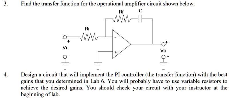 3. Find the transfer function for the operational amplifier circuit ...