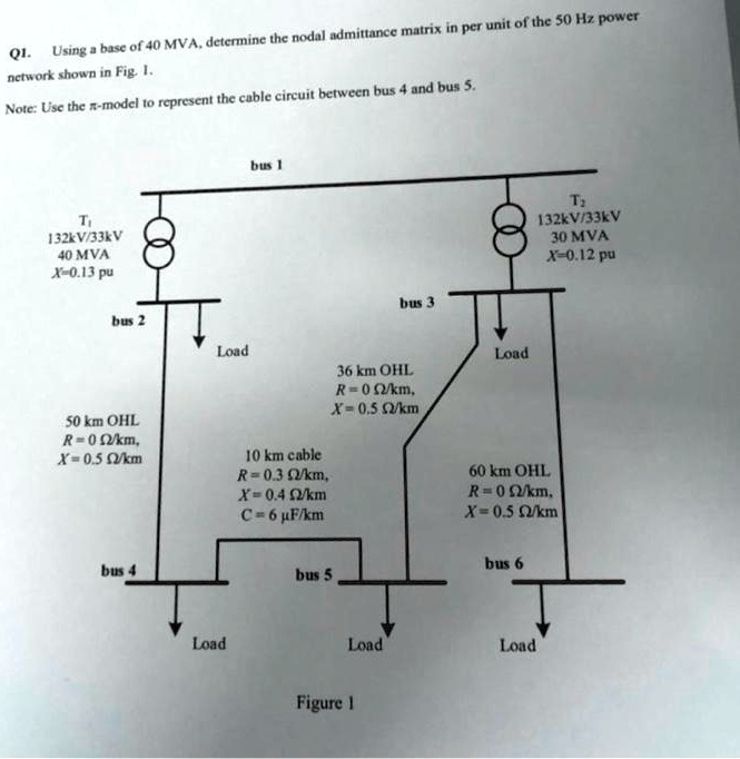 SOLVED: Using a base of 40 MVA, determine the nodal admittance matrix ...