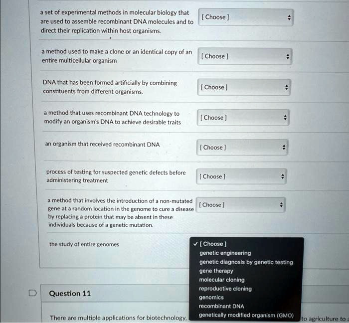 SOLVED: Match the terms a set of experimental methods in molecular ...