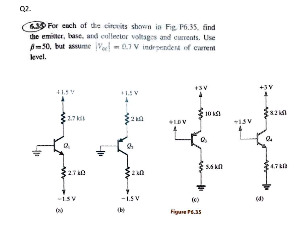 SOLVED Q2. For each of the circuits shown in Fig.P6.35, find the