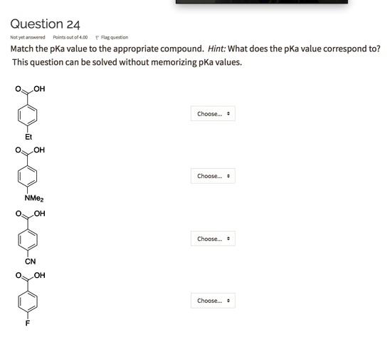 Solved Question Ralm Oato D Match The Pka Value To The Appropriate Compound Hint What Does