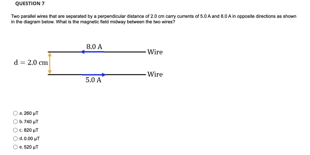 SOLVED QUESTION 7 Two parallel wires that are separated by a