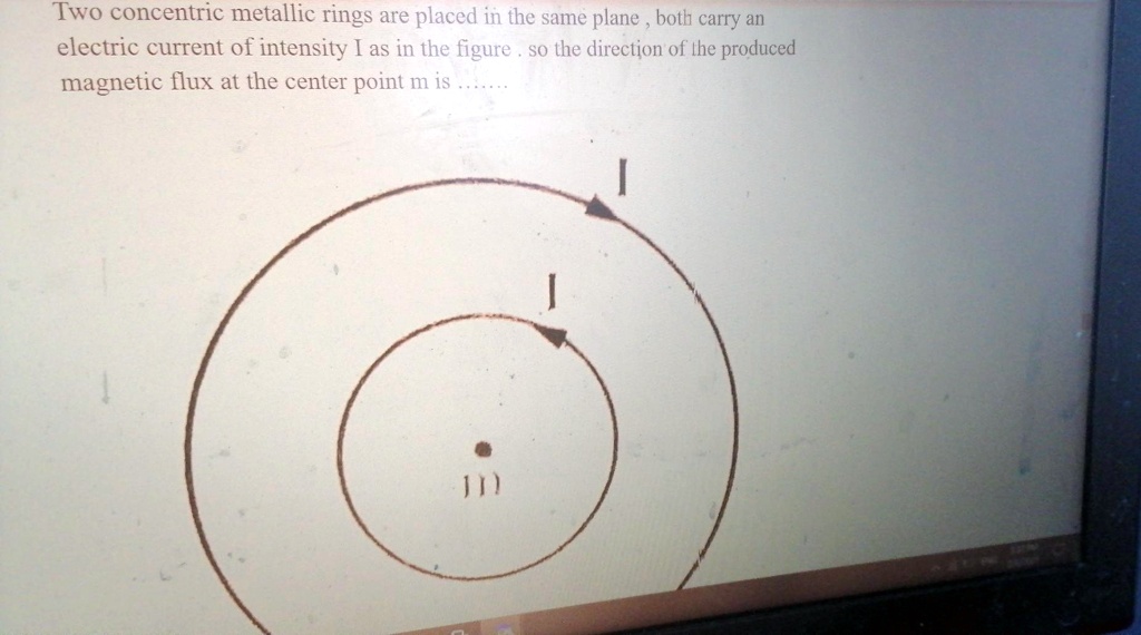 Two concentric metallic rings are placed in the same plane , both carry ...