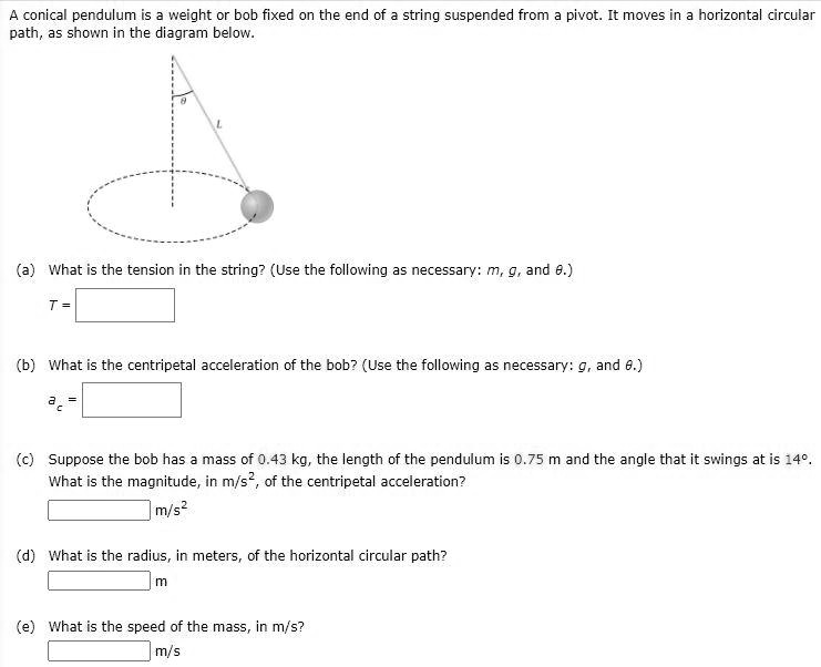 SOLVED: conical pendulum is weight or bob fixed on the end of string ...