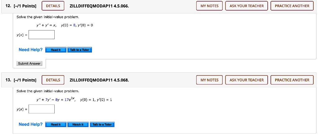 SOLVED: ZILL DIFF EQ MOD AP 11 4.5.066. MY NOTES ASK YOUR TEACHER ...