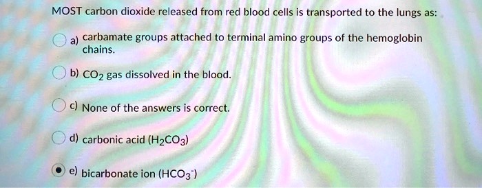 SOLVED: MOST carbon dioxide released from red blood cells is ...