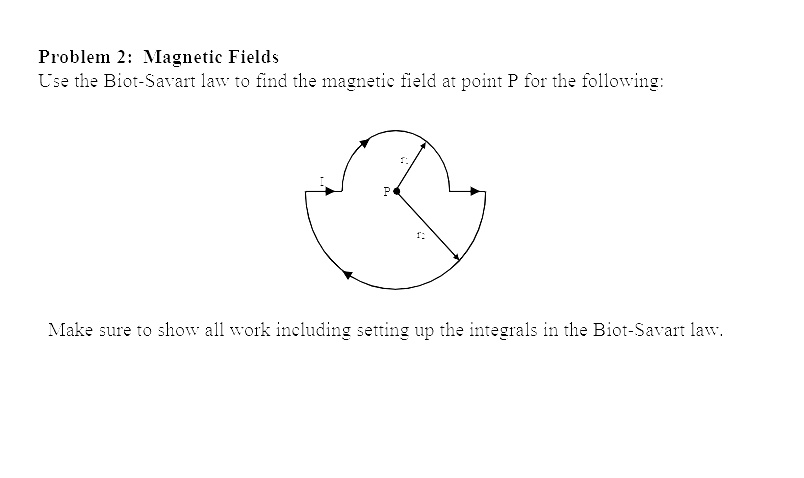 Solved Problem 2 Magnetic Fields Use The Biot Savart Law To Find The Magnetic Field At Point P 