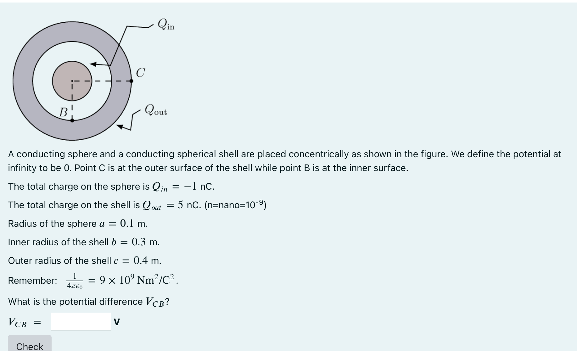 SOLVED A conducting sphere and a conducting spherical shell are placed