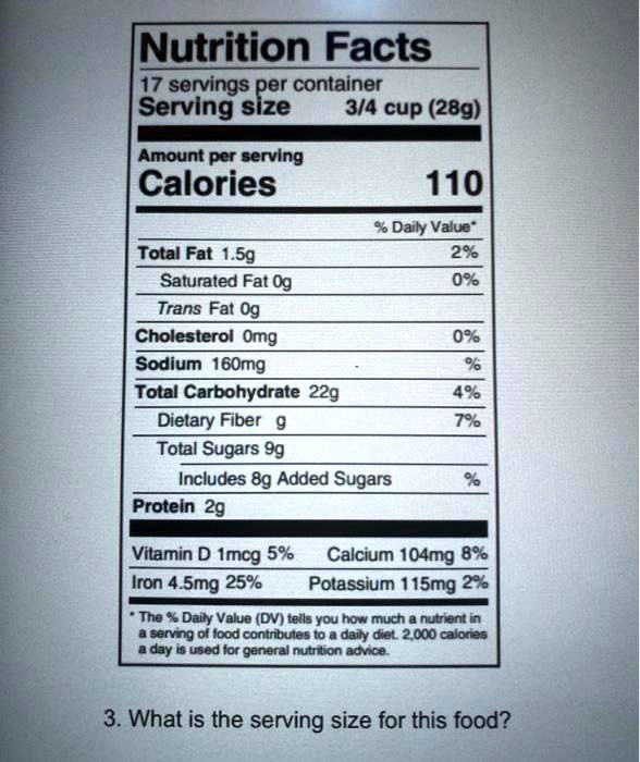 Solved Nutrition Facts Serving Size 1/4 Cup (30g) Servings
