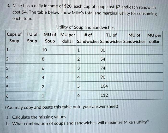 Solved Question 10 The table below shows the marginal