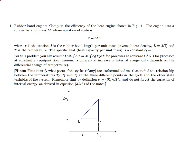 SOLVED Rubber band engine Compute the efficiency of the heat engine
