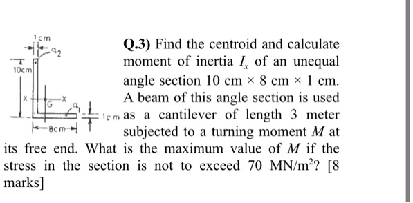 SOLVED: Q.3 Find The Centroid And Calculate Moment Of Inertia I Of An ...