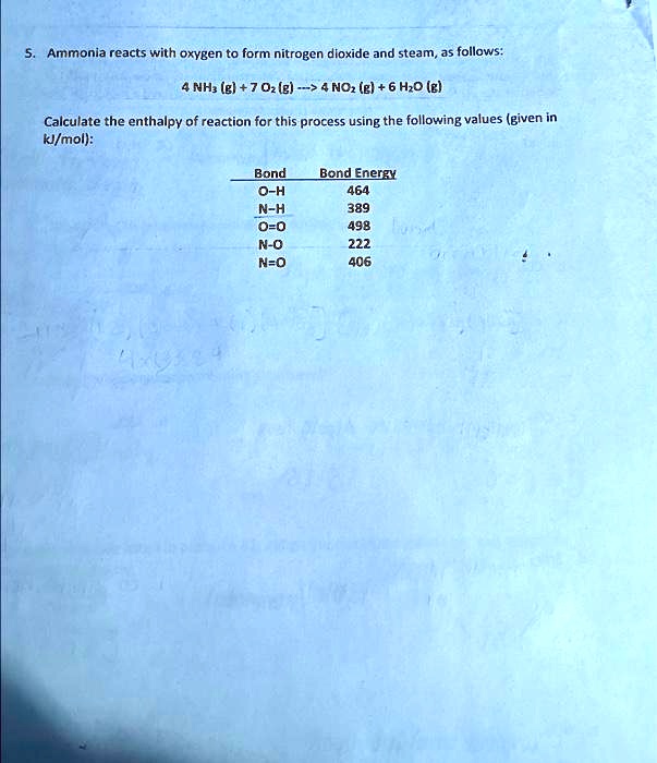 SOLVED 5. Ammonia reacts with oxygen to form nitrogen dioxide and