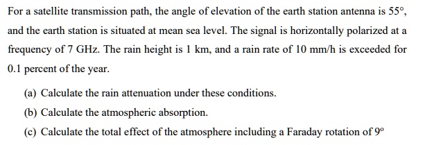 SOLVED: For a satellite transmission path, the angle of elevation of ...