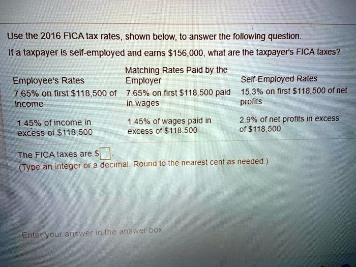 SOLVEDUse the 2016 FICA tax rates, shown below; to answer the