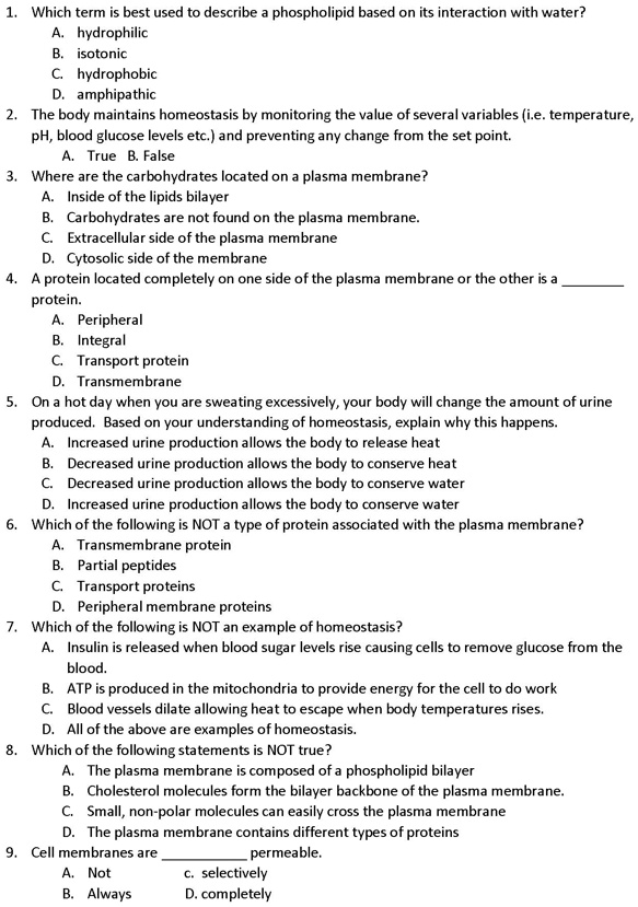 SOLVED: 1. Which term is best used to describe a phospholipid based on ...