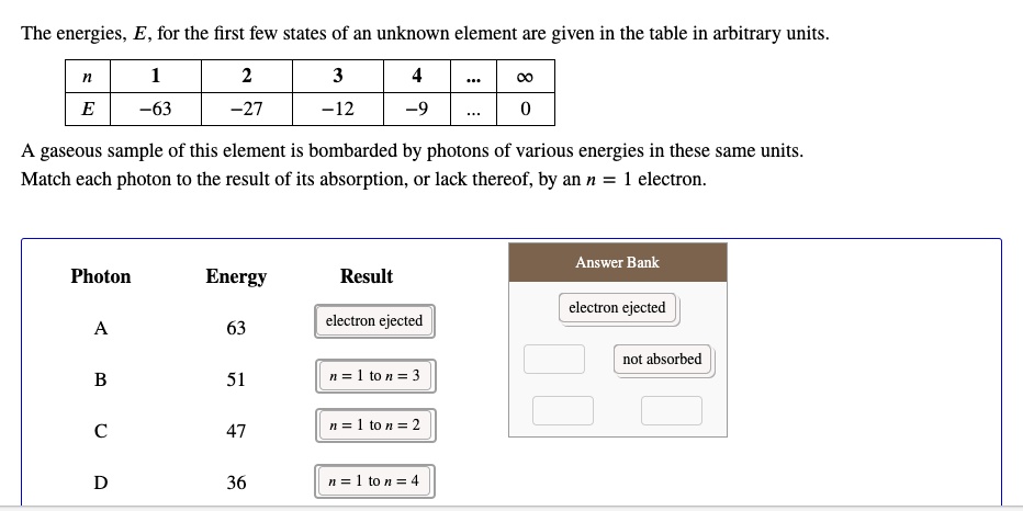 [GET ANSWER] the energies e for the first few states of an unknown ...
