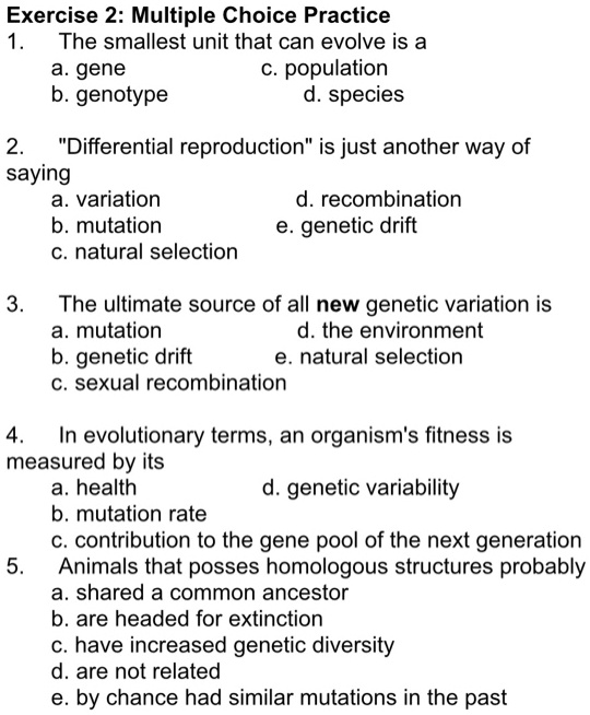 SOLVED: Exercise 2: Multiple Choice Practice The Smallest Unit That Can ...