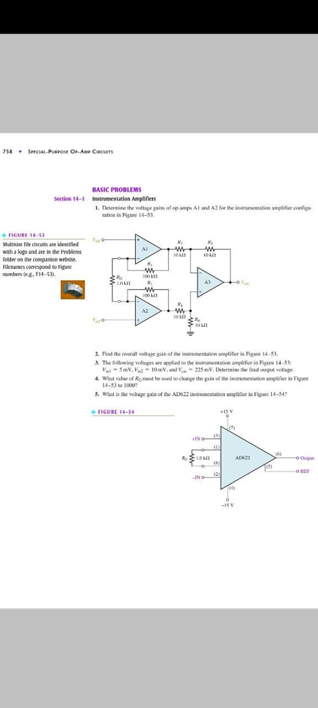 SOLVED: 758 SPECIAL-PURPOSE Op-AMP CIRCUITS BASIC PROBLEMS Section 14-1 ...