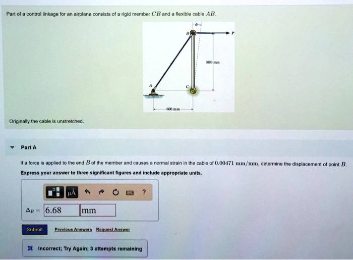 SOLVED Part of a control linkage for an airplane consists of a rigid