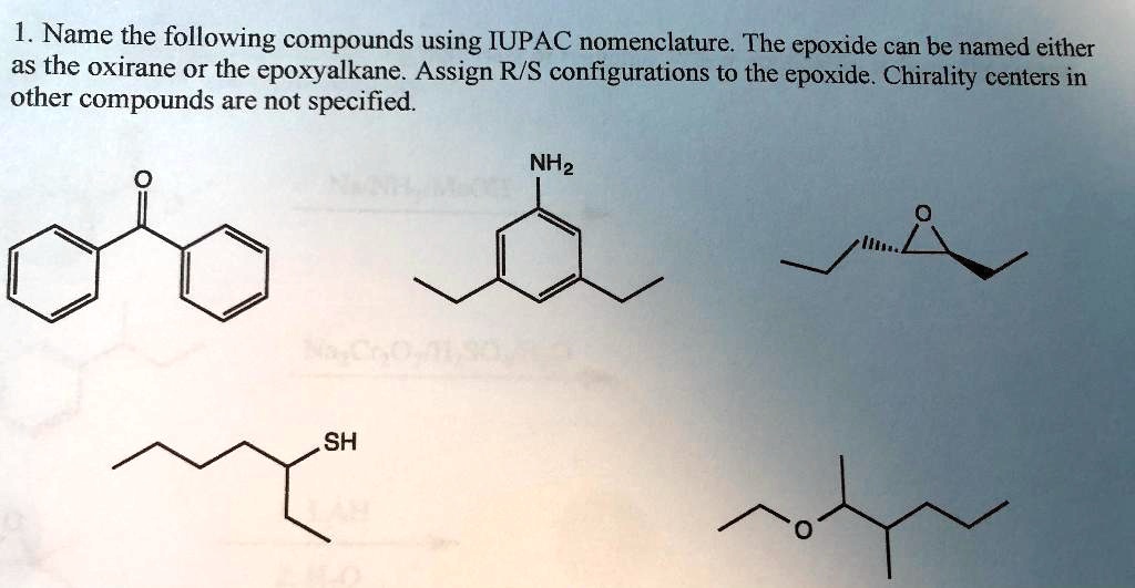 SOLVED 1. Name the following compounds using IUPAC nomenclature. The