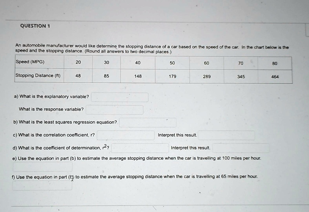 SOLVED: QUESTION 1 An automobile manufacturer would like determine the